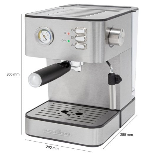 Cafetera Espresso Automática ProfiCook ES 1209 1,8L 20 Bar Acero Inox con vaporizador