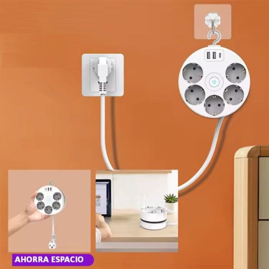 Regleta enrollacable Osca Connect 5x16A 2xUSB-A 1xUSB-C 3m 3680W blanca