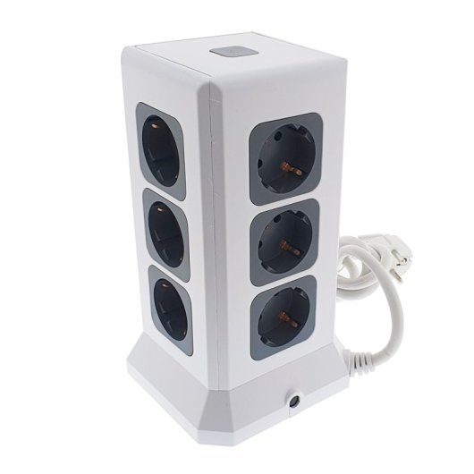 Regleta Osca Connect Torre 12x16A 3680W 3 USB Tipo A 1 USB Tipo C Protección Sobretensión 2m