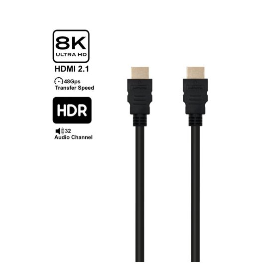 Cable HDMI Ewent EC1323 10m 8K@60Hz 4K@120Hz HDR ARC Chapado en Oro Triple Blindaje Negro