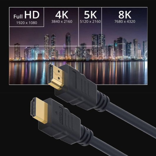 Cable HDMI Ewent EC1323 10m 8K@60Hz 4K@120Hz HDR ARC Chapado en Oro Triple Blindaje Negro