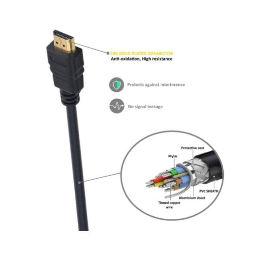 Cable HDMI Ewent EC1324 8K HDR 8m chapado en oro ARC Ethernet triple blindaje