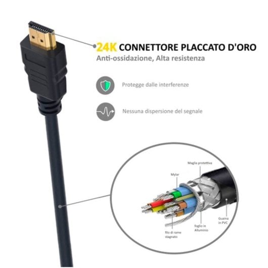 Cabo HDMI Ewent EC1340 1.8m 2.0 Negro 4K Contactos Oro Triple Blindaje 3D ARC