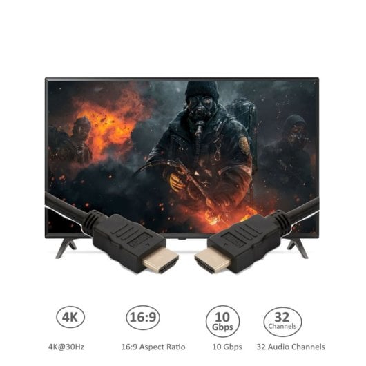 Ewent Ec1300 Soho Hochgeschwindigkeits-HDMI-Kabel mit Ethernet, 1 m, schwarz