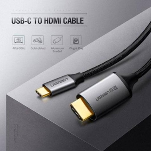Cable Ugreen MM142 USB-C a HDMI 4K 60Hz 1.5m aluminio trenzado oro