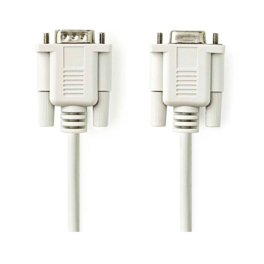 Nedis D-Sub-Serielles Kabel, Stecker auf Buchse, 2 m, Weiß