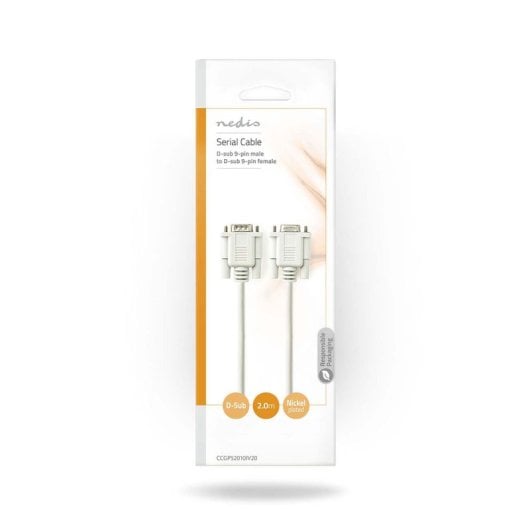 Nedis D-Sub-Serielles Kabel, Stecker auf Buchse, 2 m, Weiß