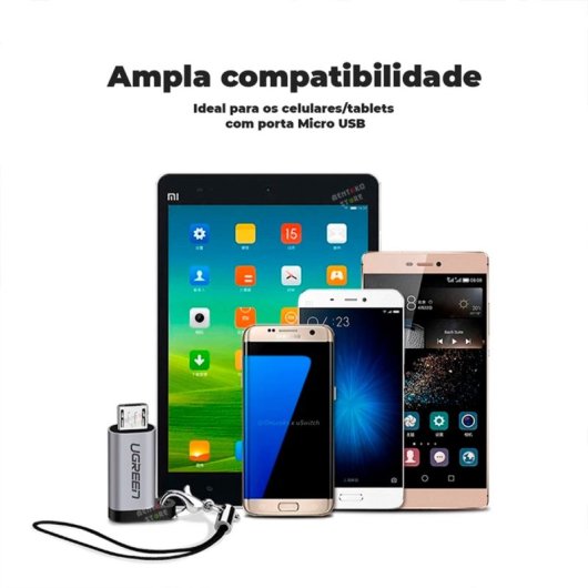 Adaptador Ugreen USB-C a Micro USB compacto, soporta Quick Charge 2.0 y 480 Mbps