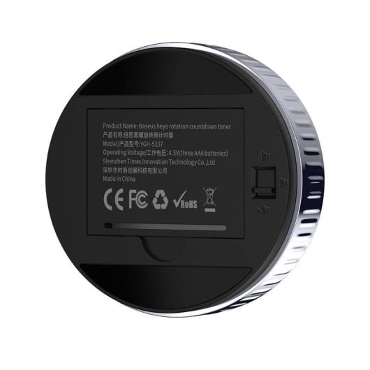 Timer Digitale Baseus Heyo Rotation LCD Magnetico 99 min Nero Regolazione Rotativa Interno