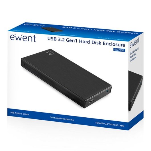 Carcasa externa 2.5? USB 3.2 Gen1 Ewent EW7032 Aluminio Negro cable incluido compacta