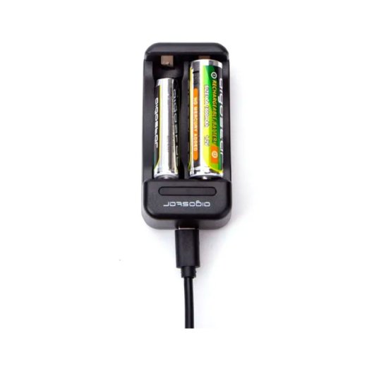 Aigostar 2x AA/AAA Akkuladegerät Schwarz USB Ni-MH/Ni-Cd LED Anzeige