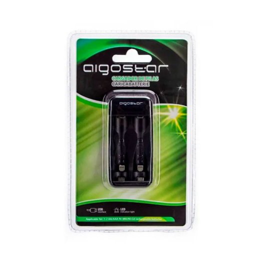 Aigostar 2x AA/AAA Akkuladegerät Schwarz USB Ni-MH/Ni-Cd LED Anzeige