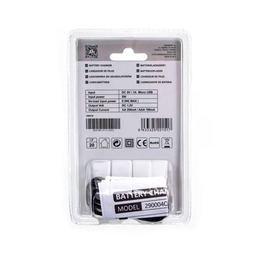 Aigostar 2x AA/AAA Akkuladegerät Schwarz USB Ni-MH/Ni-Cd LED Anzeige