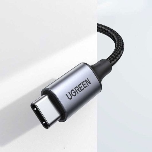 Cabo de áudio Ugreen Mini Jack 3,5 mm para USB-C 1M reforçado preto de alta durabilidade