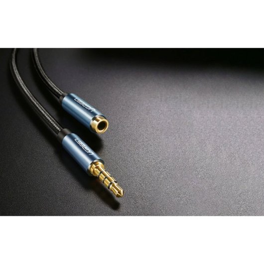 Cable de extensión Ugreen AV118 Jack 3.5mm 1m Azul 4 polos trenzado Hi-Fi