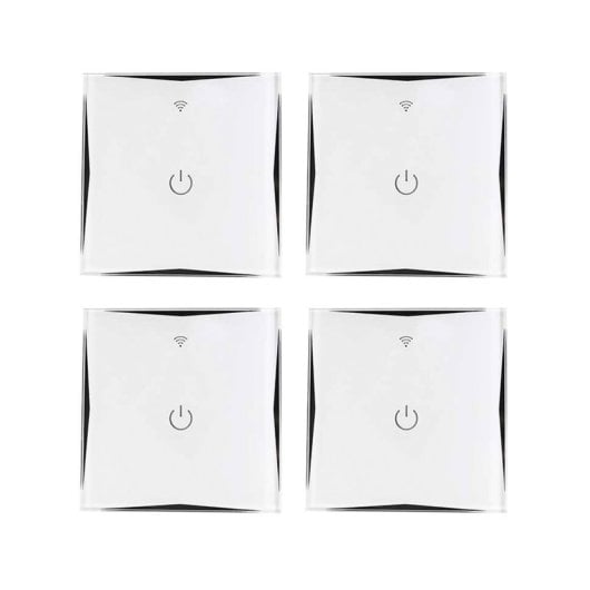 Pack de 4 interruptores Wi-Fi domésticos 7hSevenOn 1800 W, branco, compatível com Alexa/Google Home