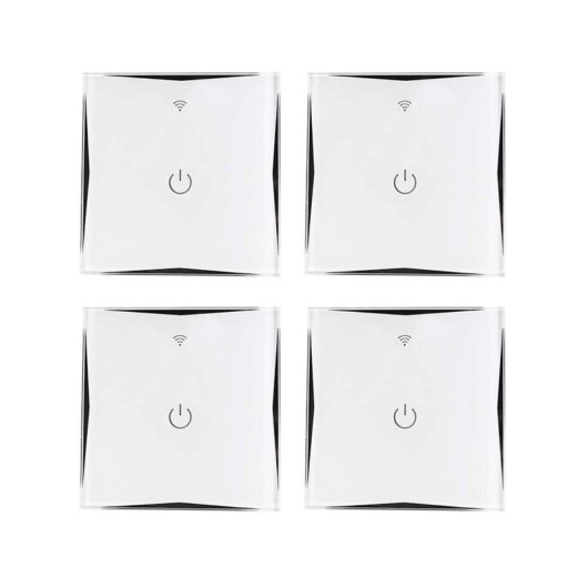 Pack de 4 interruptores Wi-Fi domésticos 7hSevenOn 1800 W, branco, compatível com Alexa/Google Home