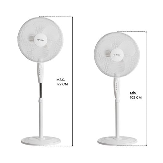 Ventilador de pedestal oscilante Thinia Home White Comfort com motor de cobre de 40 W e 3 velocidades