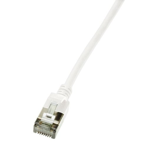 Cabo Lan Logilink Patchkabel Slim Cat6 Uftp - 0,3 m - Velocidade de 10 Gbps para streaming de jogos online - Revestimento de PVC branco durável para uma rede rápida e confiável.