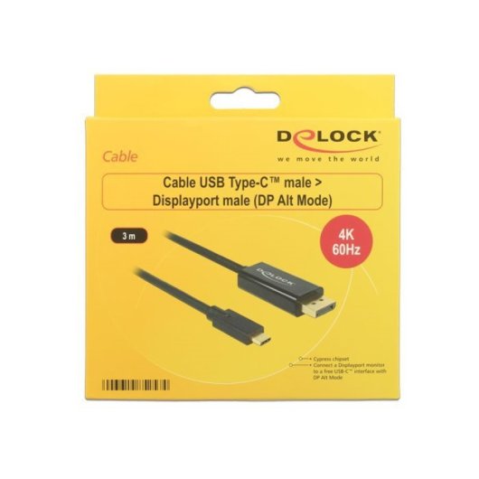 Cable Delock 85257 USB-C a DisplayPort 4K 60Hz 3m macho oro