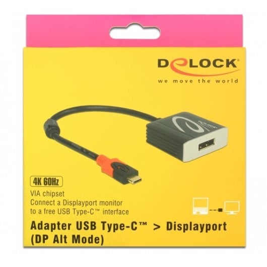Adaptador DeLOCK USB-C DisplayPort 15cm Negro Resolución 4096x2160 VIA VL100