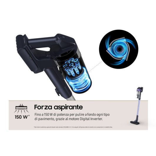 Aspiradora sin cable Samsung VS15A6031R4 150W Batería 40min Filtro multiciclónico