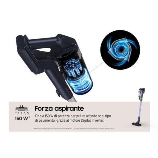 Aspirateur sans Fil Samsung VS15A6031R4 150W 40 min Filtration Multicyclonique 0.8L