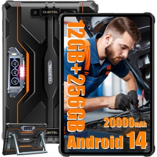 Tablet Oukitel RT8 11" 6GB/256GB 4G Dual SIM Ultra Resistente Batería 20000mAh Negra/Naranja