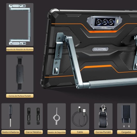 Tablet Oukitel RT8 11" 6GB/256GB 4G Dual SIM Ultra Resistente Batería 20000mAh Negra/Naranja