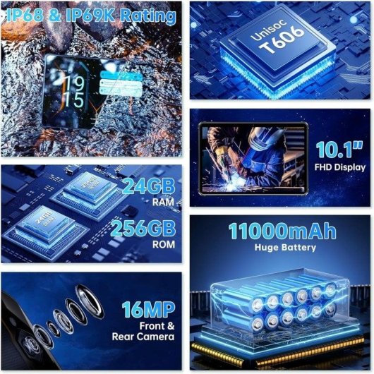 Tablet Oukitel RT9 WiFi + 4G 10,1" 6GB 256GB Preto