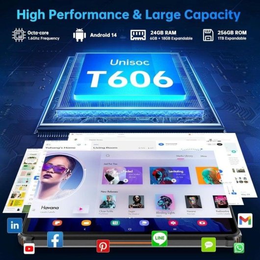 Tablet Oukitel RT9 WiFi + 4G 10,1" 6GB 256GB Preto