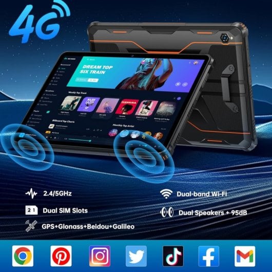 Tablet OUKITEL RT9 10.1" 6GB/256GB 4G Dual SIM Rugerizada WiFi Negra/Naranja