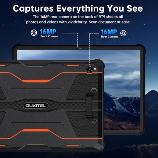 Tablet OUKITEL RT9 10.1" 6GB/256GB 4G Dual SIM Rugerizada WiFi Negra/Naranja