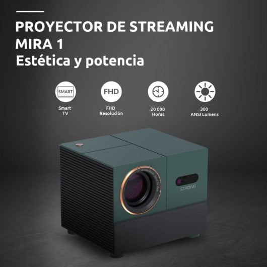 Proyector Strong 1080p 300 Lúmenes LCD Android TV Autoenfoque Full HD Compacto