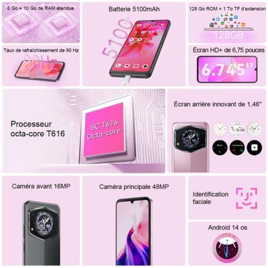 Cubot A30 6GB/128GB Octa Core 90Hz 5100mAh Fotocamera 48MP Doppia SIM NFC Android 14 Nero