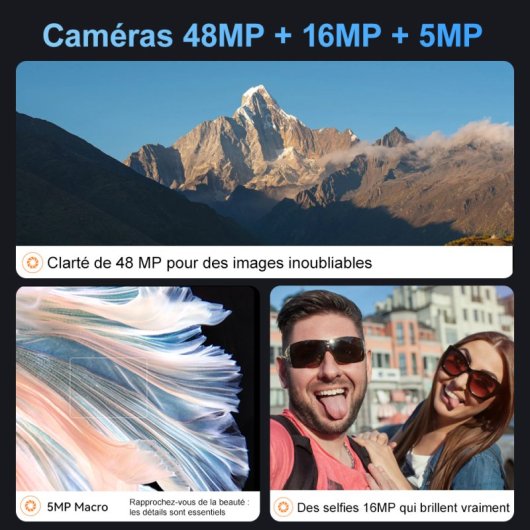 Cubot KingKong Ace 2 6 Go/128 Go 5100 mAh NFC 90 Hz Android 14 Double SIM Noir/Orange
