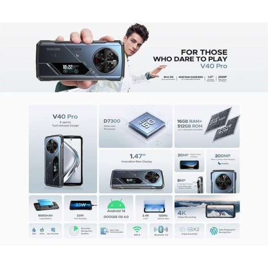Doogee V40 Pro 5G 16GB 512GB 6.78" Silber