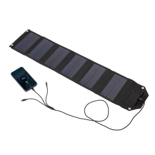 Panel solar Klack 60W portátil 6 paneles plegable 2 USB cable 3en1 mosquetones