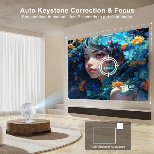 Projetor Klack 1080P 200 Lúmens LCD 360° WiFi 6 Bluetooth 5.2 Android 11 HiFi