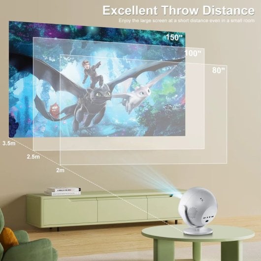 Projetor Klack 1080P 200 Lúmens LCD 360° WiFi 6 Bluetooth 5.2 Android 11 HiFi