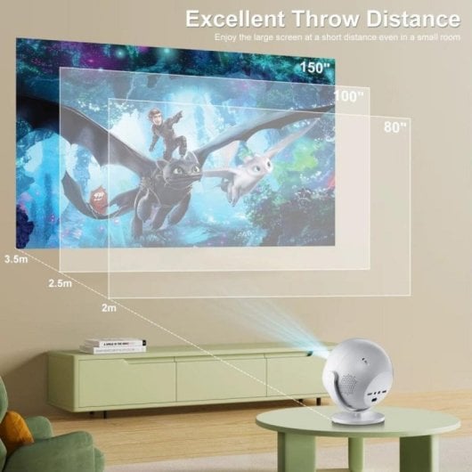 Proyector Klack 1080P 200 Lúmenes LCD 360° WiFi 6 Bluetooth 5.2 Android 11 HiFi