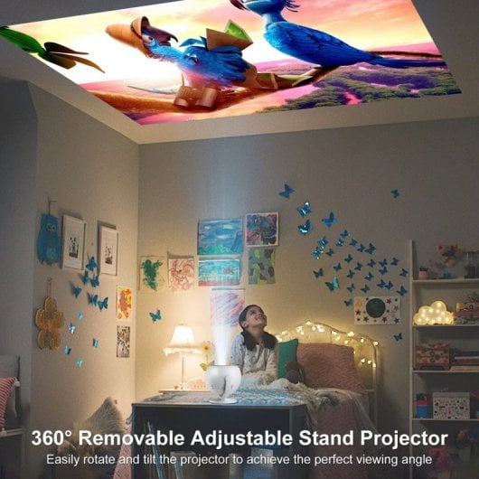 Projetor Klack 1080P 200 Lúmens LCD 360° WiFi 6 Bluetooth 5.2 Android 11 HiFi