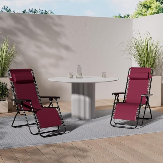 Klack Zero Gravity Tumbona Reclinable y Plegable Roja 2 Unidades