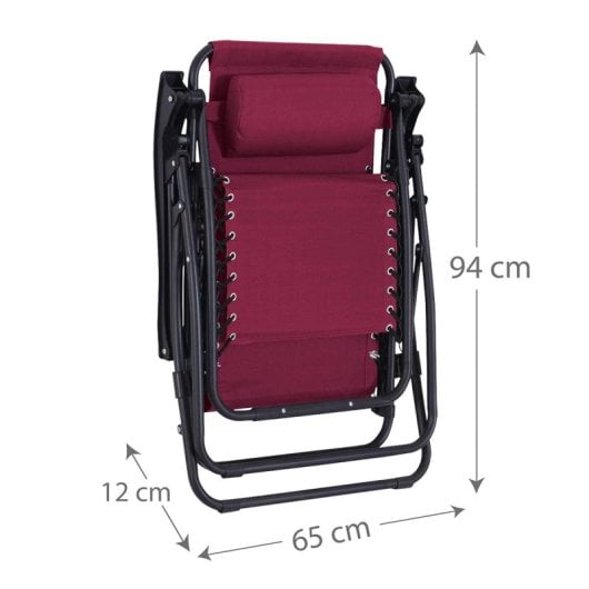 Klack Zero Gravity Tumbona Reclinable y Plegable Roja 2 Unidades