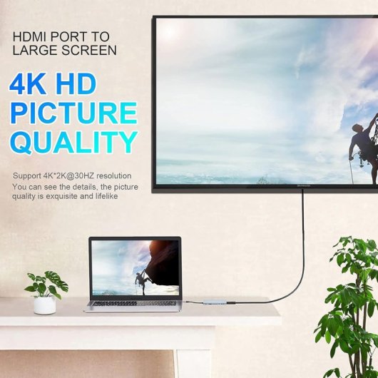 Adaptador Klack HUB USB-C 10 en 1 HDMI 4K VGA Ethernet Aluminio Dual Display