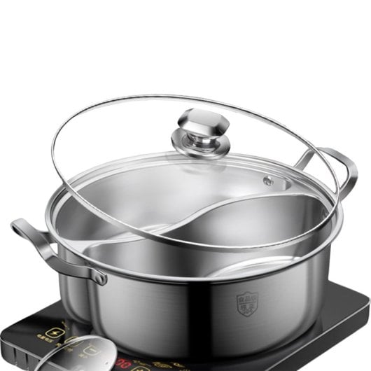 Olla Klack acero inoxidable 304 divisor doble tapa vidrio 28 cm/34 cm cocinas inducción/gas