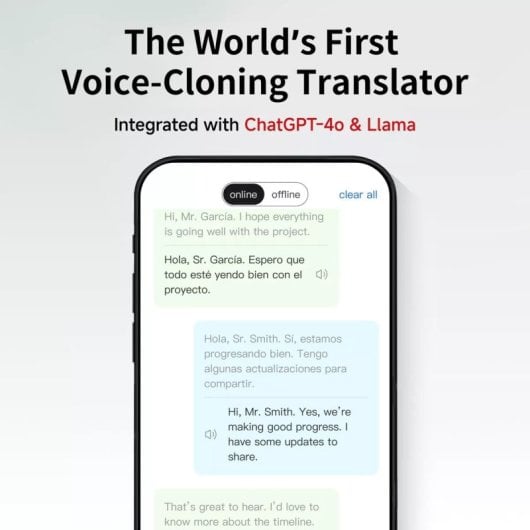 Traductor Inteligente Klack AI portátil Bluetooth 5.4 50 idiomas reconocimiento por cámara