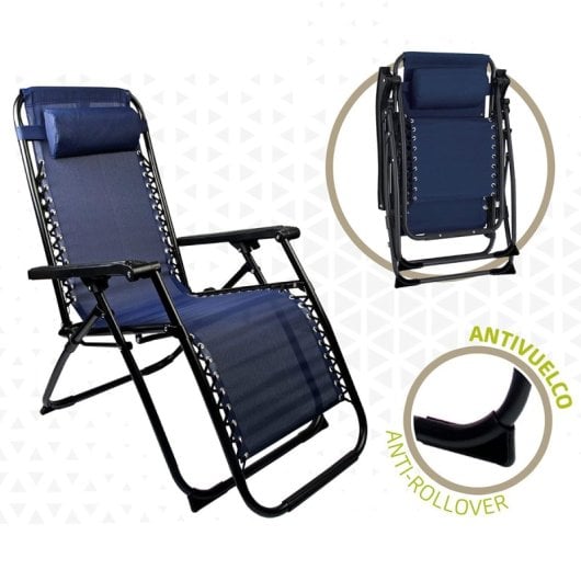 Tumbona Klack Zero Gravity reclinable y plegable reforzada, soporte 150kg, textileno premium