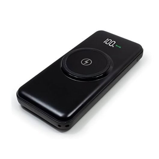 Batería externa Klack 10.000 mAh 6 salidas, carga inalámbrica Qi y LED digital