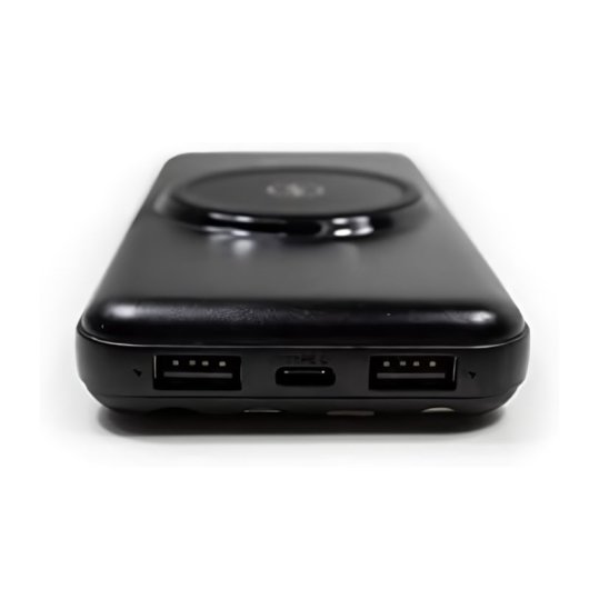 Batería externa Klack 10.000 mAh 6 salidas, carga inalámbrica Qi y LED digital